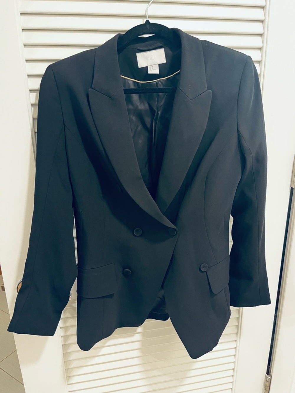 H&M Black Double-Breasted Tailored Blazer